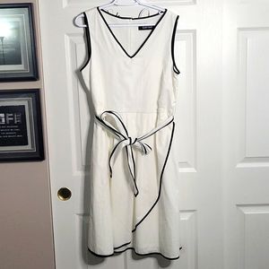 SOLD!!!Black and White Linen Cocktail Dress